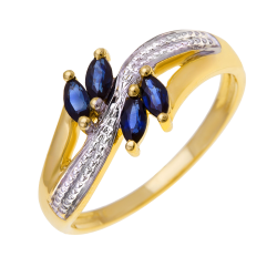 Bague en or jaune rhodié et saphirs