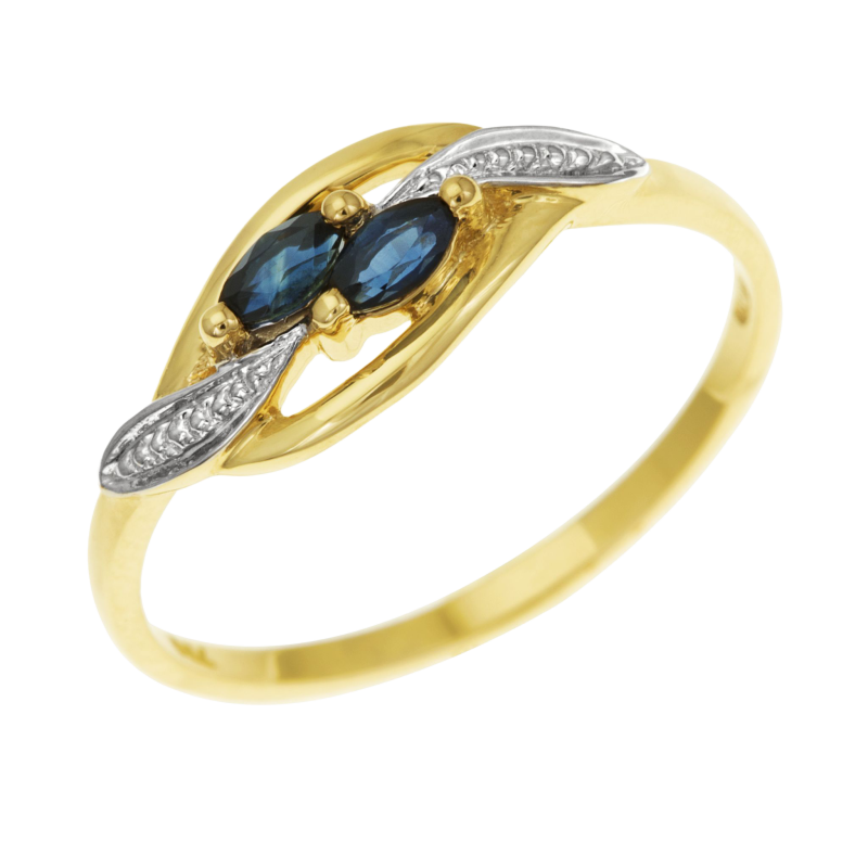 Bague en or jaune rhodié et saphirs