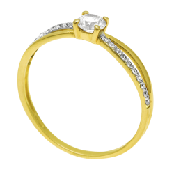 Bague en or jaune et rhodié et oxydes de zirconium