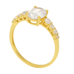 Bague en or jaune, oxydes de zirconium