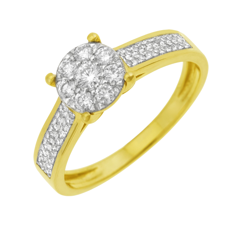 Bague en or jaune rhodié et diamants