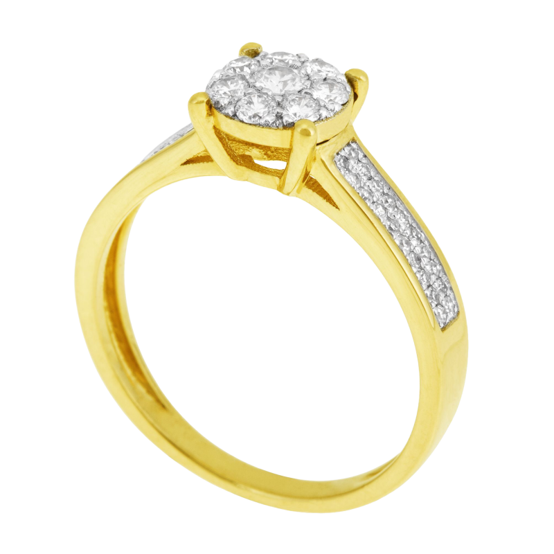 Bague en or jaune rhodié et diamants