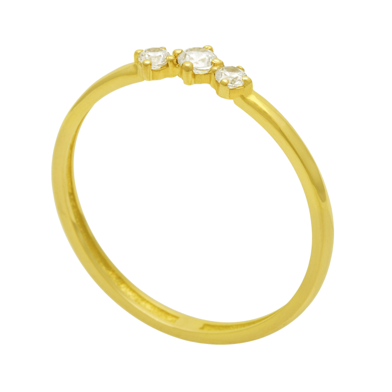 Bague en or jaune et oxydes de zirconium
