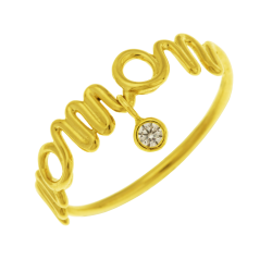 Bague or jaune et oxyde de zirconium, maman