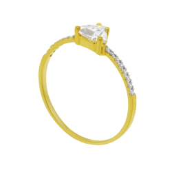Bague en or jaune et rhodié, oxydes de zirconium