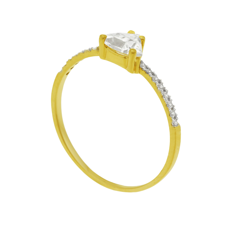 Bague en or jaune et rhodié, oxydes de zirconium