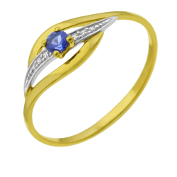 Bague en or jaune rhodié et saphir