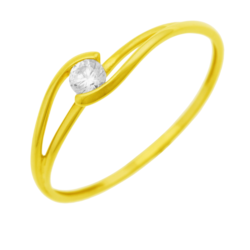 Bague en or jaune, oxyde de zirconium