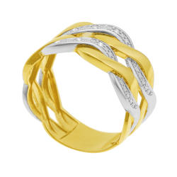 Bague en or jaune et rhodié, diamants
