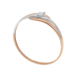 Bague en 2 ors et diamant pastillé