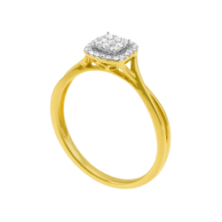 Bague en or jaune rhodié et diamants