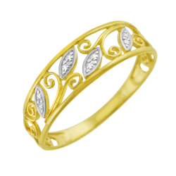 Bague en or jaune rhodié, ajourée 