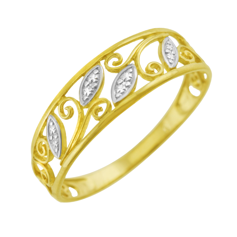 Bague en or jaune rhodié, ajourée 