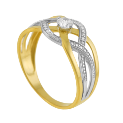 Bague en or jaune rhodié, oxyde de zirconium