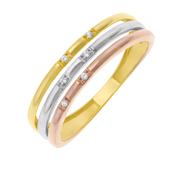 Bague or jaune rhodié et diamants
