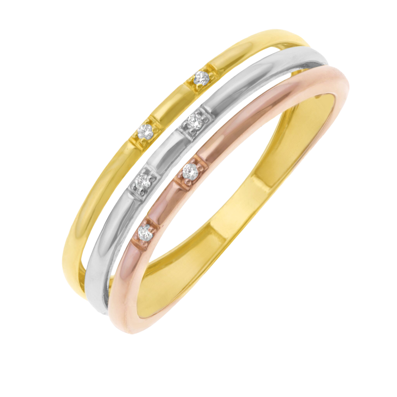 Bague or jaune rhodié et diamants