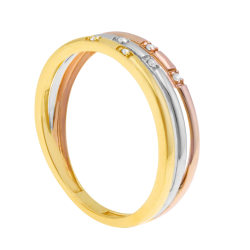 Bague or jaune rhodié et diamants