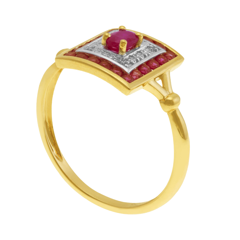 Bague en or jaune rhodié et rubis