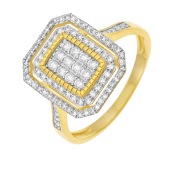 Bague en or jaune rhodié, diamants