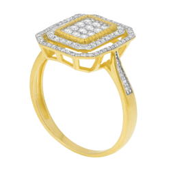 Bague en or jaune rhodié, diamants