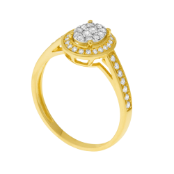 Bague en 2 ors et rhodié, diamants