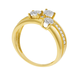 Bague en or jaune et rhodié, diamants 