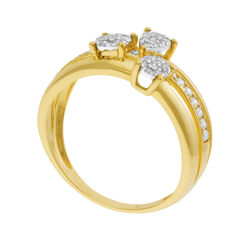 Bague en or jaune et rhodié, diamants 