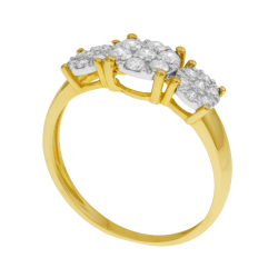 Bague en or jaune et rhodié, diamants