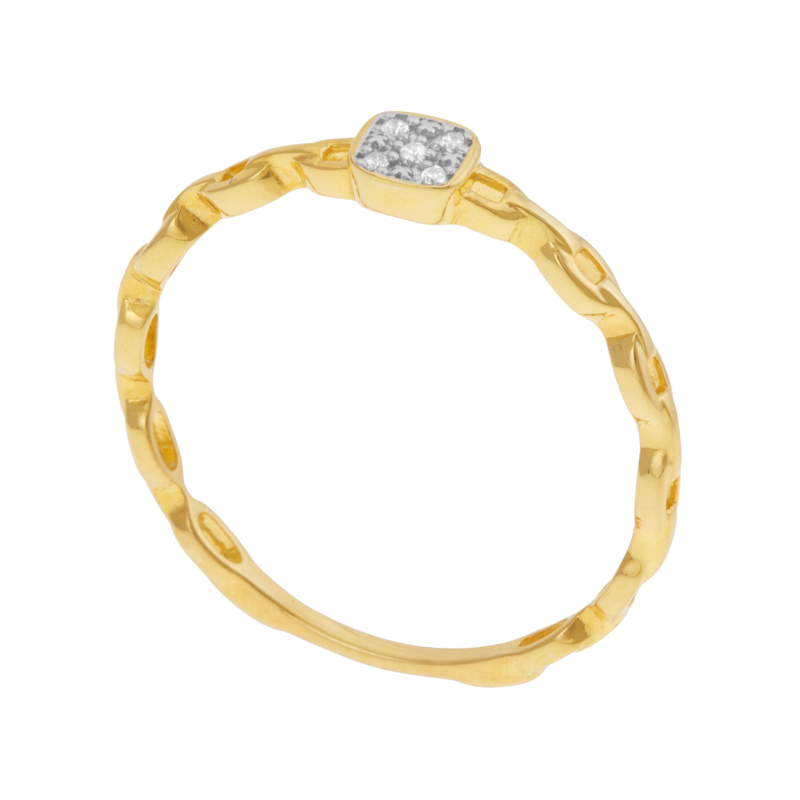 Bague en or jaune et rhodié, diamants 