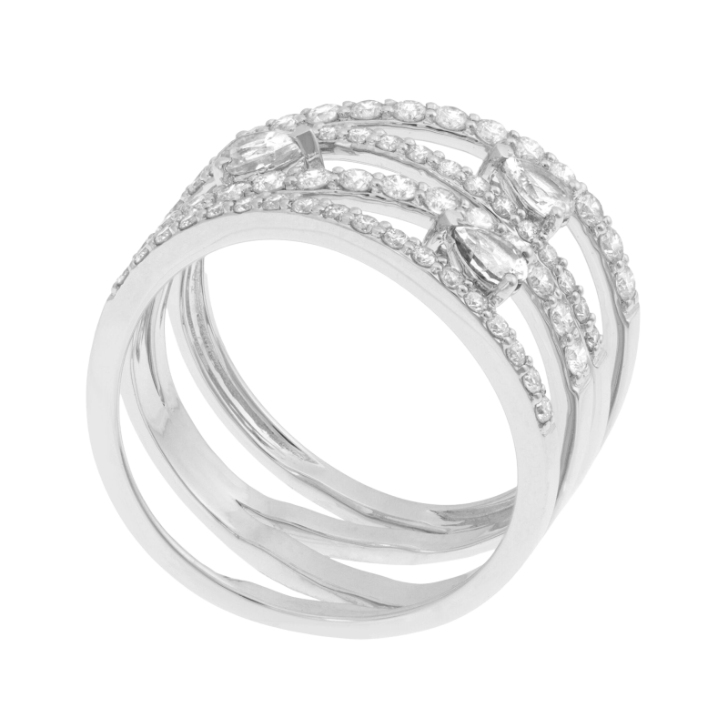 Bague en or gris et diamants