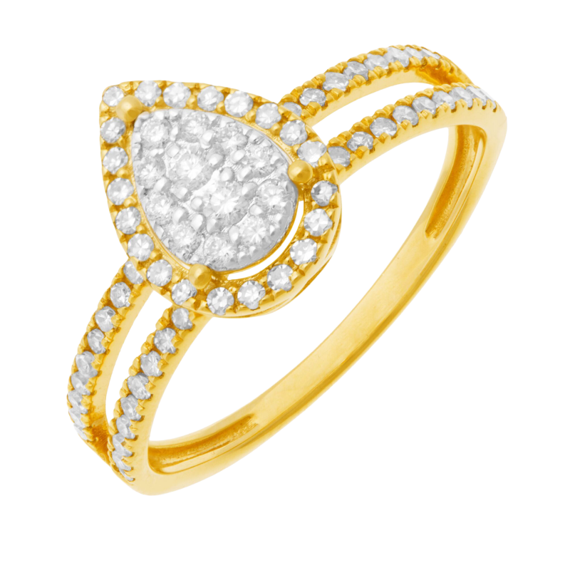 Bague en or jaune et rhodié, diamants