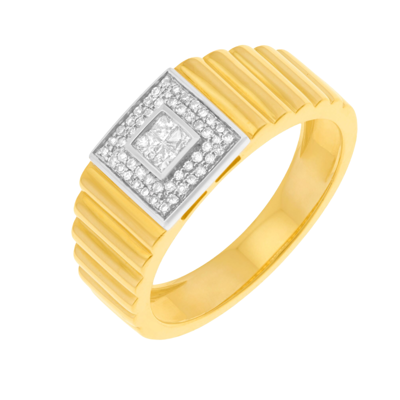 Bague en or jaune et rhodié, diamants