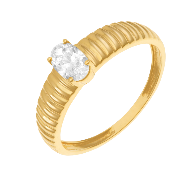 Bague en or jaune et oxyde de zirconium
