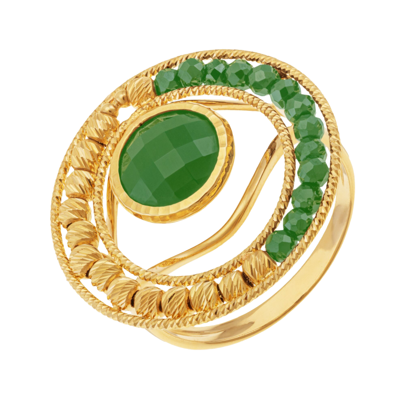Bague en or jaune et cristaux de synthèse