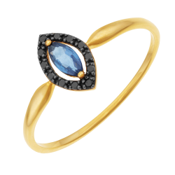 Bague en or jaune et rhodié, saphir et spinelles 