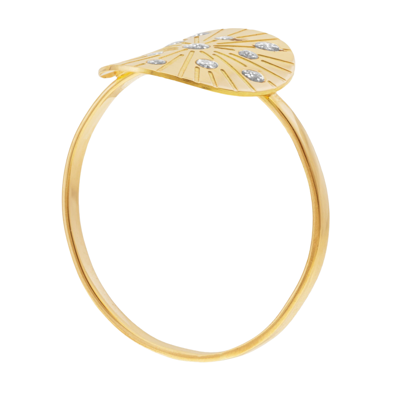 Bague en or jaune et laque pailletée 