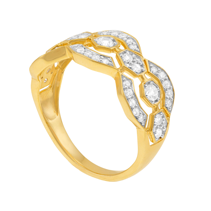 Bague en or jaune et rhodié et diamants