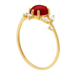 Bague en or jaune, grenat et oxydes de zirconium