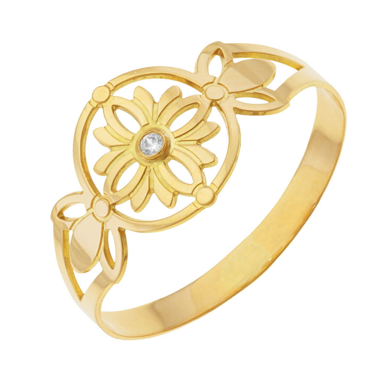 Bague en or jaune et oxyde de zirconium 