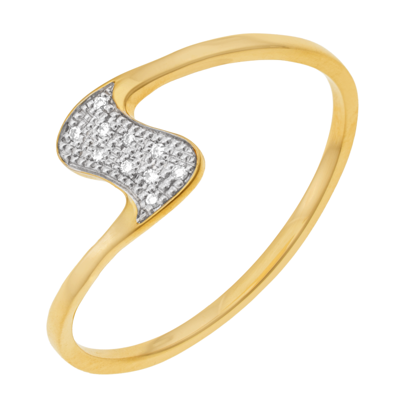 Bague en or jaune et rhodié, diamants