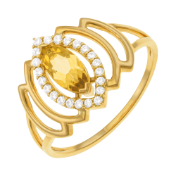 Bague en or jaune, citrine et oxydes de zirconium