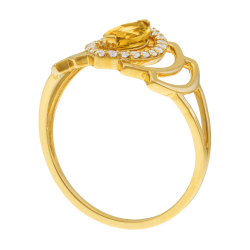 Bague en or jaune, citrine et oxydes de zirconium