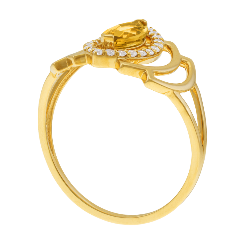 Bague en or jaune, citrine et oxydes de zirconium