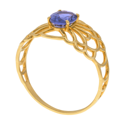 Bague en or jaune, cordiérite