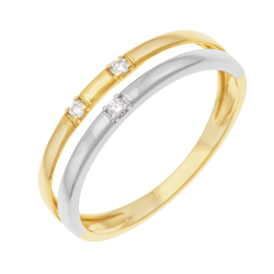 Bague en or jaune et rhodié, diamants