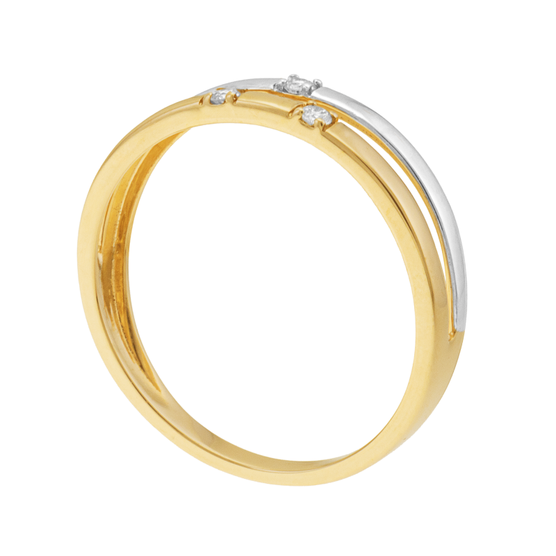 Bague en or jaune et rhodié, diamants