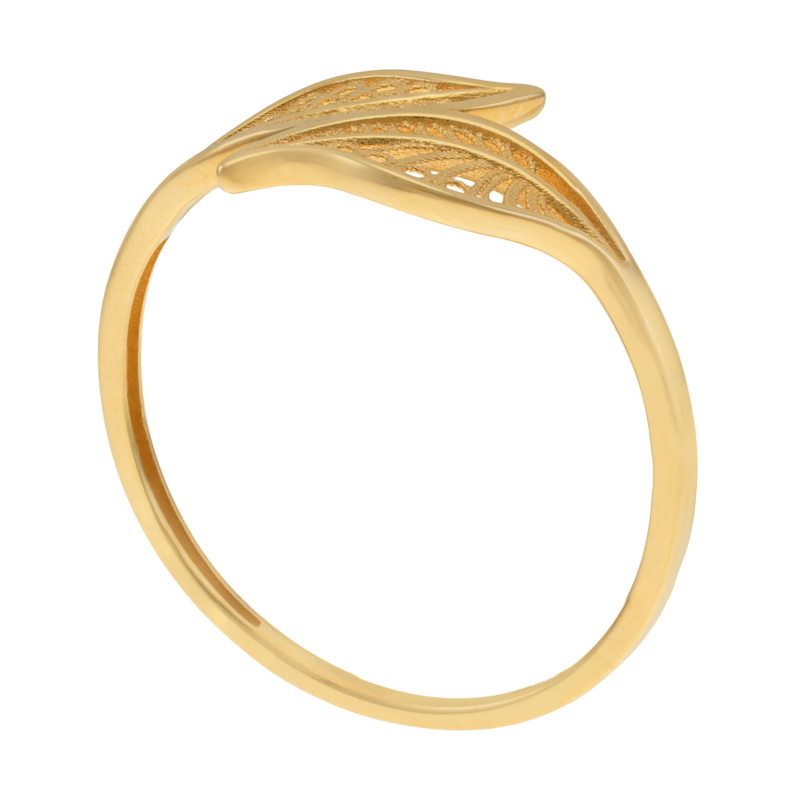 Bague en or jaune, feuille filigrane