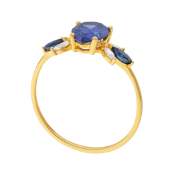 Bague en or jaune et oxydes de zirconium