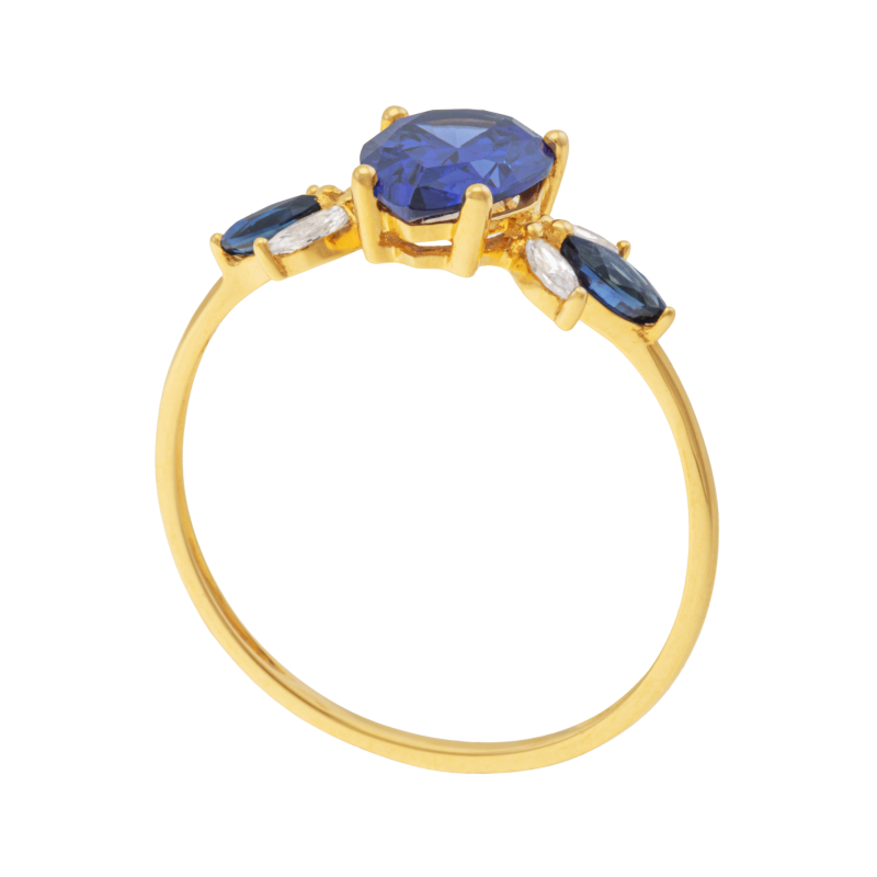 Bague en or jaune et oxydes de zirconium