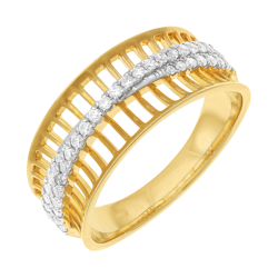 Bague en or jaune et rhodié, diamants